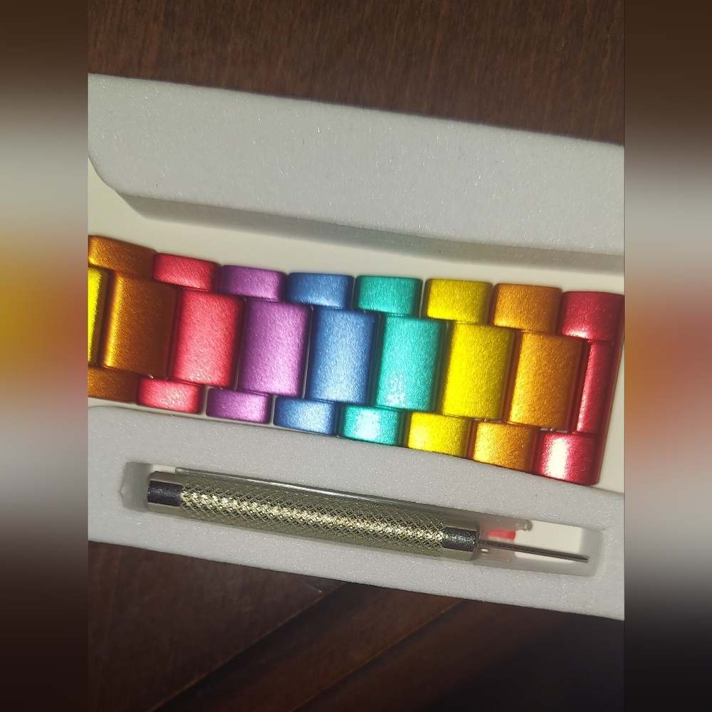 Colorful Rainbow Metallic Smart Watch Band - Picture 4 of 5